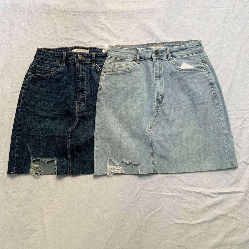 [FREESHIP - ẢNH CHÍNH CHỦ] Chân váy denim rách line Hana 245