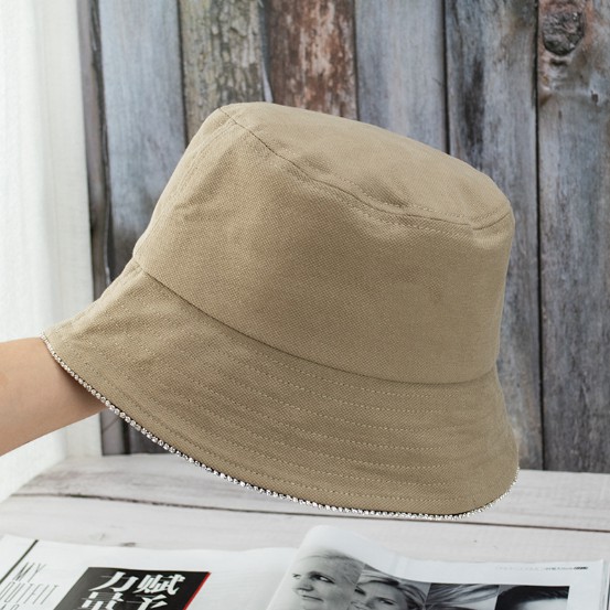 Mũ bucket xuân hè viền đá đính sang trọng phong cách Hàn Quốc