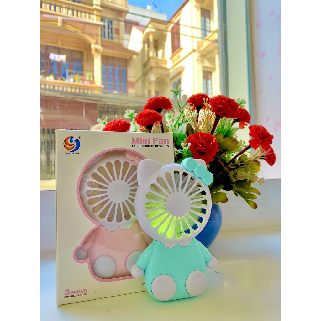 Quạt Cầm Tay Mini Có Đế Để Bàn- Quạt Mini cầm Tay Tích Điện 3 Chế Độ Gió- Mã 15
