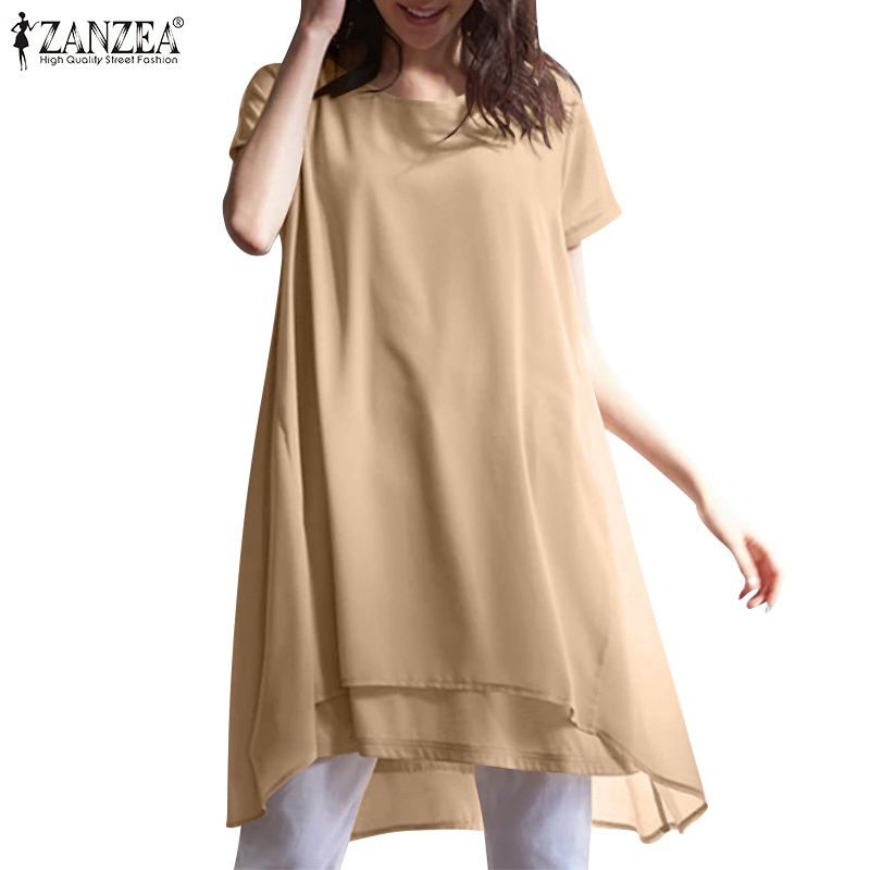 Áo voan ZANZEA ngắn tay cổ tròn thời trang cho nữ