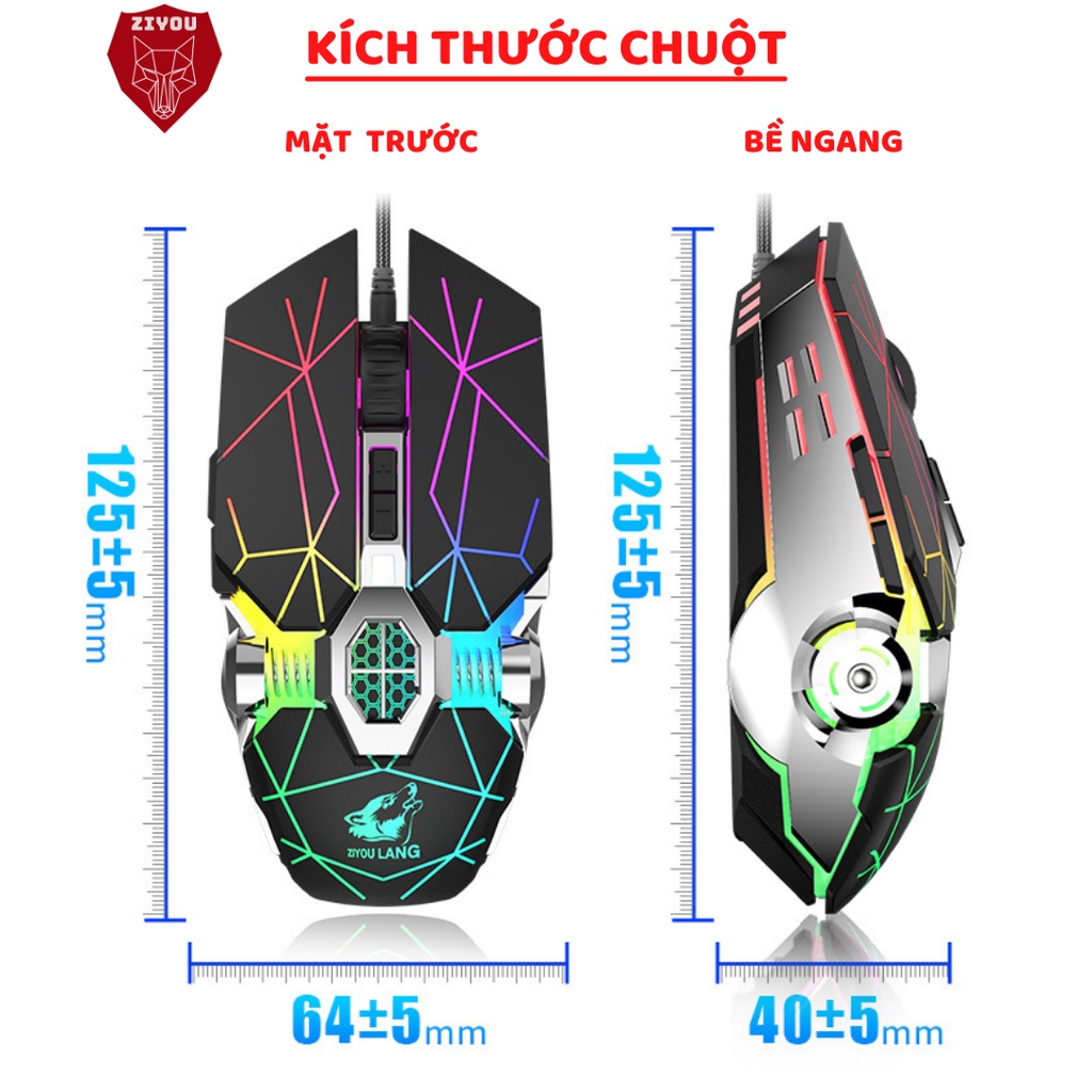 Chuột máy tính,gaming có dây ZIYOU V8 có LED RGB tự đổi màu cực đẹp,chơi game,dùng văn phòng