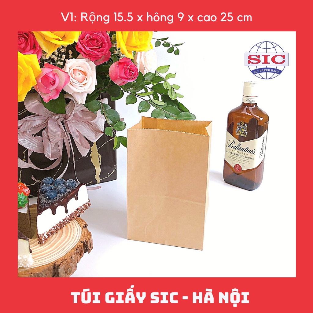 [SET 10 CHIẾC] TÚI GIẤY KRAFT V1: 15.5x9x25 KHÔNG QUAI ( ẢNH THẬT)