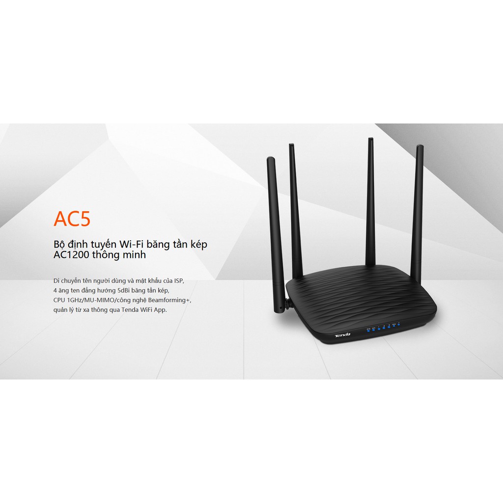 Bộ Phát Wifi Chuẩn AC1200 Tenda AC5