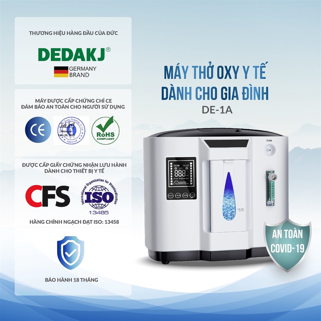Máy tạo oxy gia đình Dedakj DE-1A   Bản Quốc Tế chính hãng - RUBYGROUP
