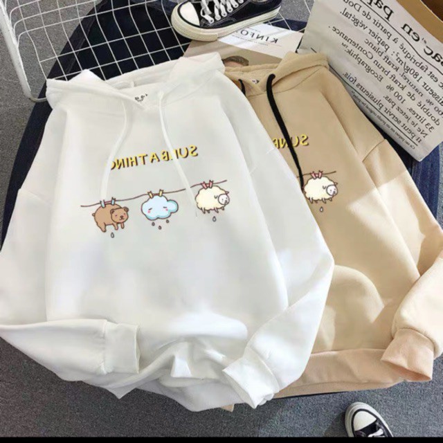Áo Hoodie Unisex Siêu Xinh Cute Nam Nữ Thu Đông Chất Nỉ Ấm Áp In Cừu Treo Dây Phong Cách Hàn Quốc | BigBuy360 - bigbuy360.vn
