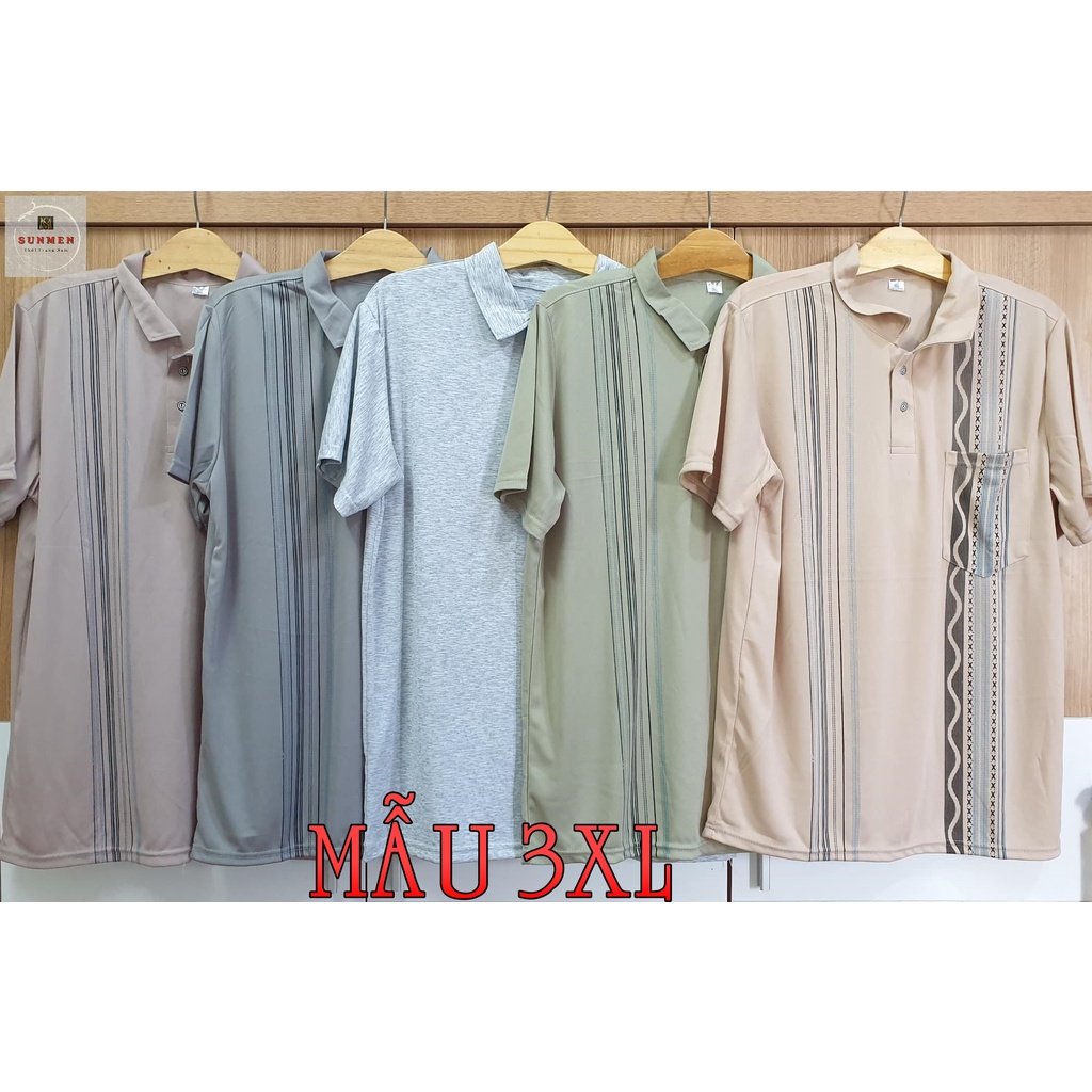 [HCM]Áo Thun Nam Trung Niên Sọc Ngang From Rộng Tay Lở Vải Thun Lạnh Cực Thoáng Mát SUNMEN Size (60-75kg)