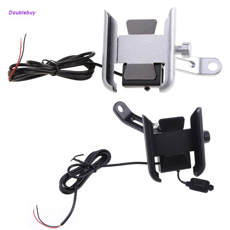 Giá Đỡ Điện Thoại Bằng Kim Loại Kèm Sạc USB Cho Xe Máy