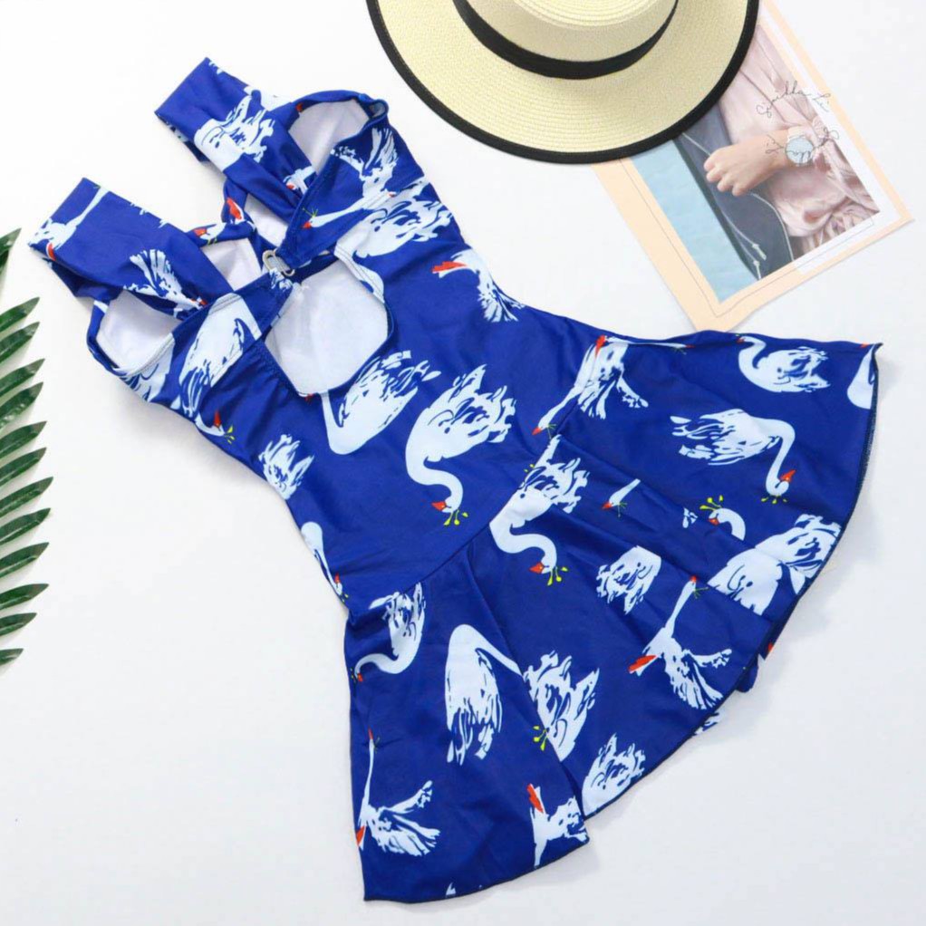 Đồ bơi nữ, bikini 1 mảnh 2 dây họa tiết thiên nga mùa hè chất liệu Lycra cao cấp co giãn không ngấm nước BM63 | BigBuy360 - bigbuy360.vn