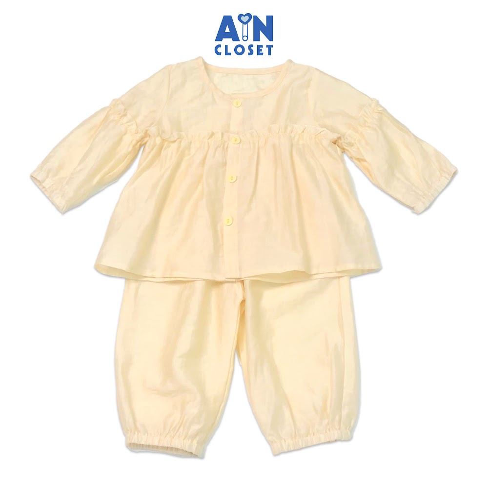 Bộ quần áo dài bé gái Vàng trơn bóng boi tơ - AICDBGI0VAXL - AIN Closet
