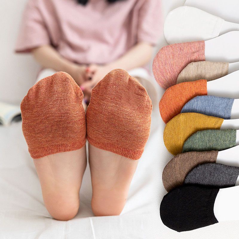 1 Đôi Vớ Cotton Nửa Bàn Chân Chống Trượt Thoáng Khí Màu Sắc Ngọt Ngào Thời Trang Mùa Hè Cho Nữ