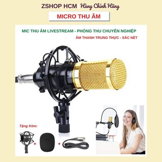 Micro Thu Âm Mic Livestream Không Cần Soundcard, Mic Karaoke Sống Động Bass Đỉnh