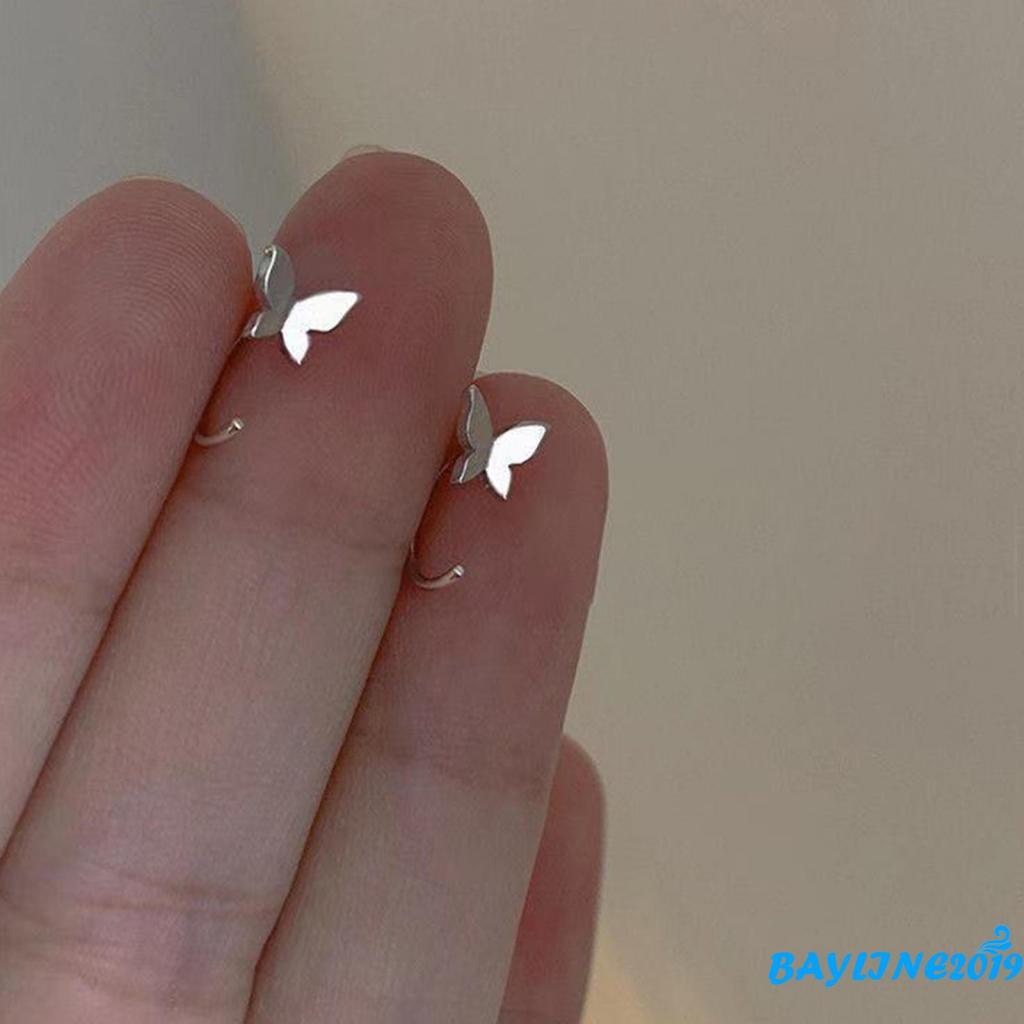 Bông tai kim loại hình bướm màu sắc đơn giản dành cho nữ