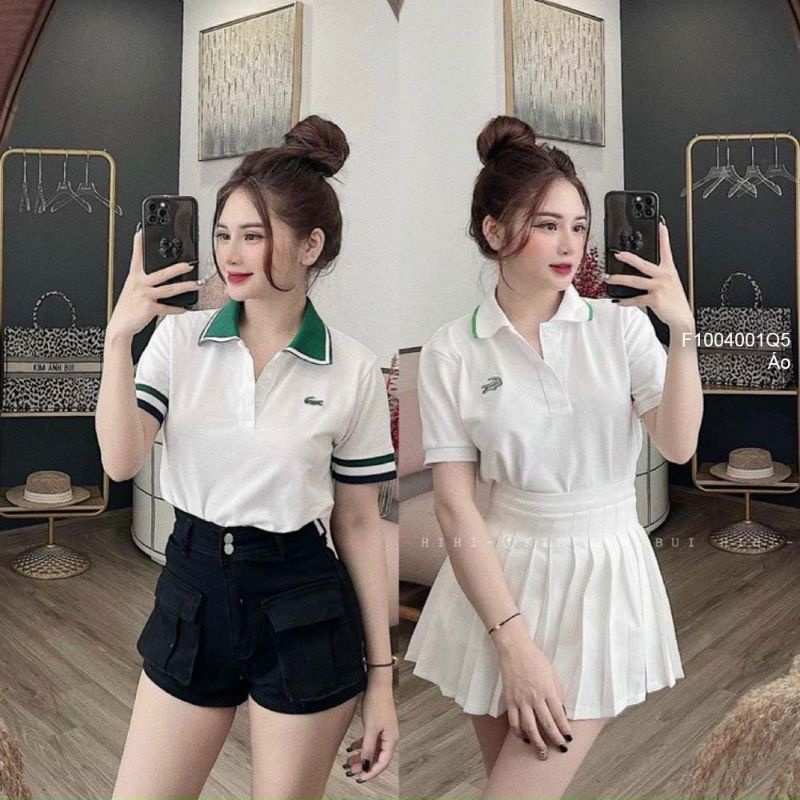 Áo thun cá sấu cổ bẻ phối viền tay ngắn hàng Quảng Châu 1004