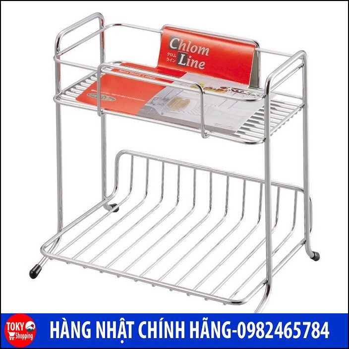 Kệ để gia vị, đồ dùng nhà bếp 2 tầng bằng inox Hàng Nhập Khẩu Từ Nhật