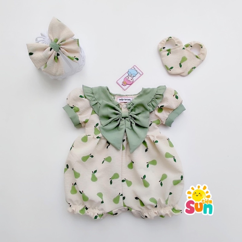 𝗧𝗮̣̆𝗻𝗴 𝘁𝘂𝗿𝗯𝗮𝗻 𝘃𝗮̀ 𝗴𝗶𝗮̀𝘆 𝘃𝗮̉𝗶 Body cho bé gái size 4-12kg  Vải cotton xốp hạt mềm mát