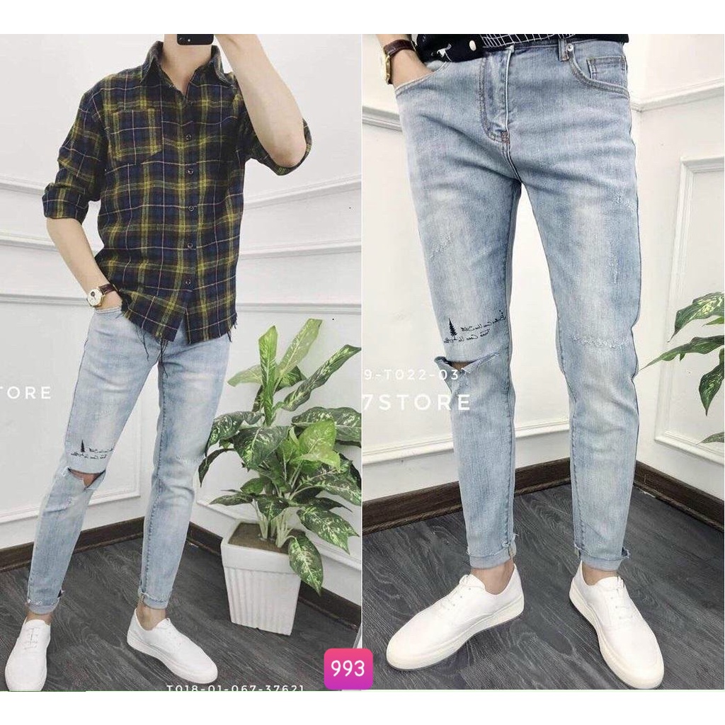 Quần Jean Nam Loang Màu Co giãn Ống  Đứng Chất Bò Co Giãn Mẫu Mới Nhất M14