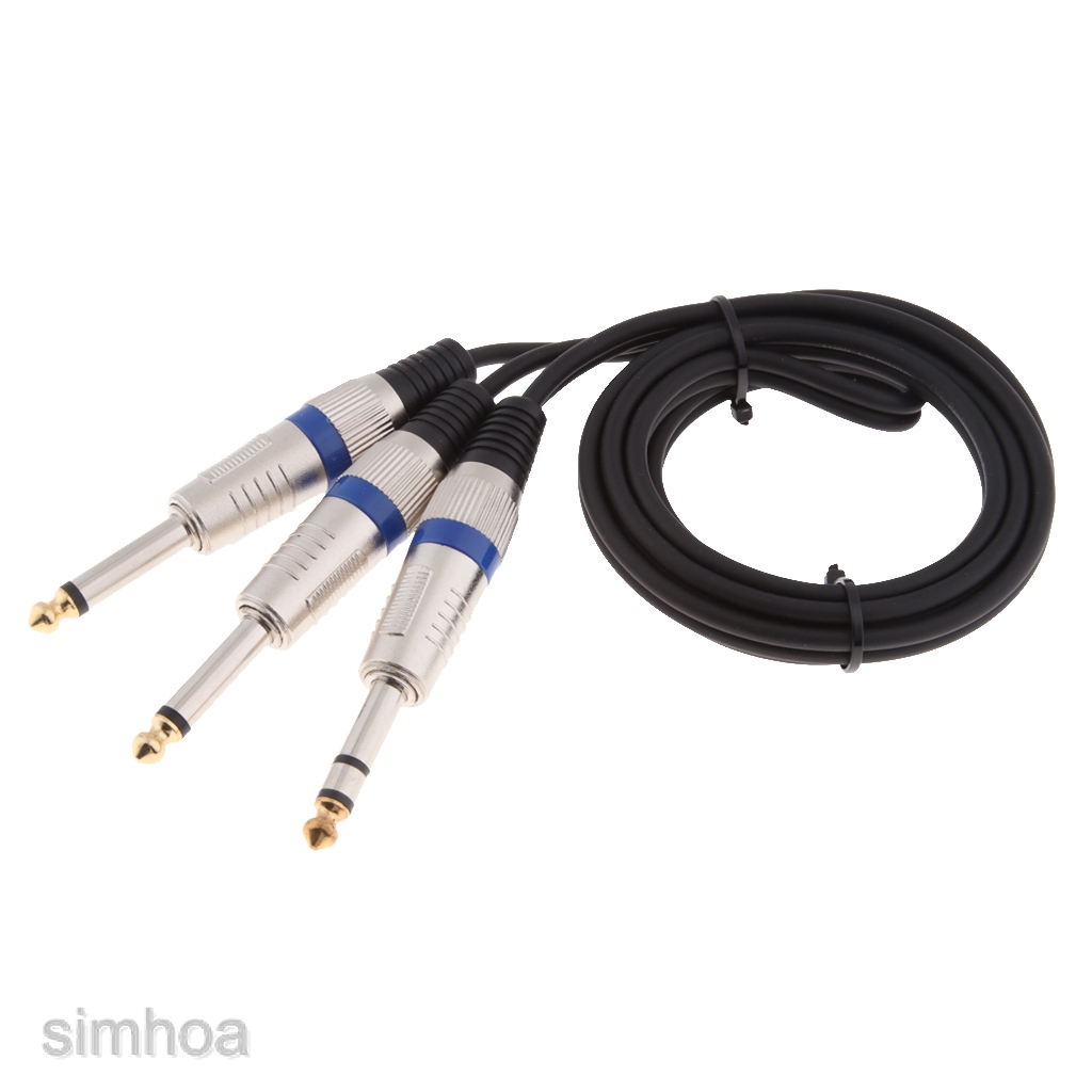 6.35mm 1/4&quot; TRS Stereo to Dual 1/4&quot; TS Mono Y Splitter Cable 1.5m