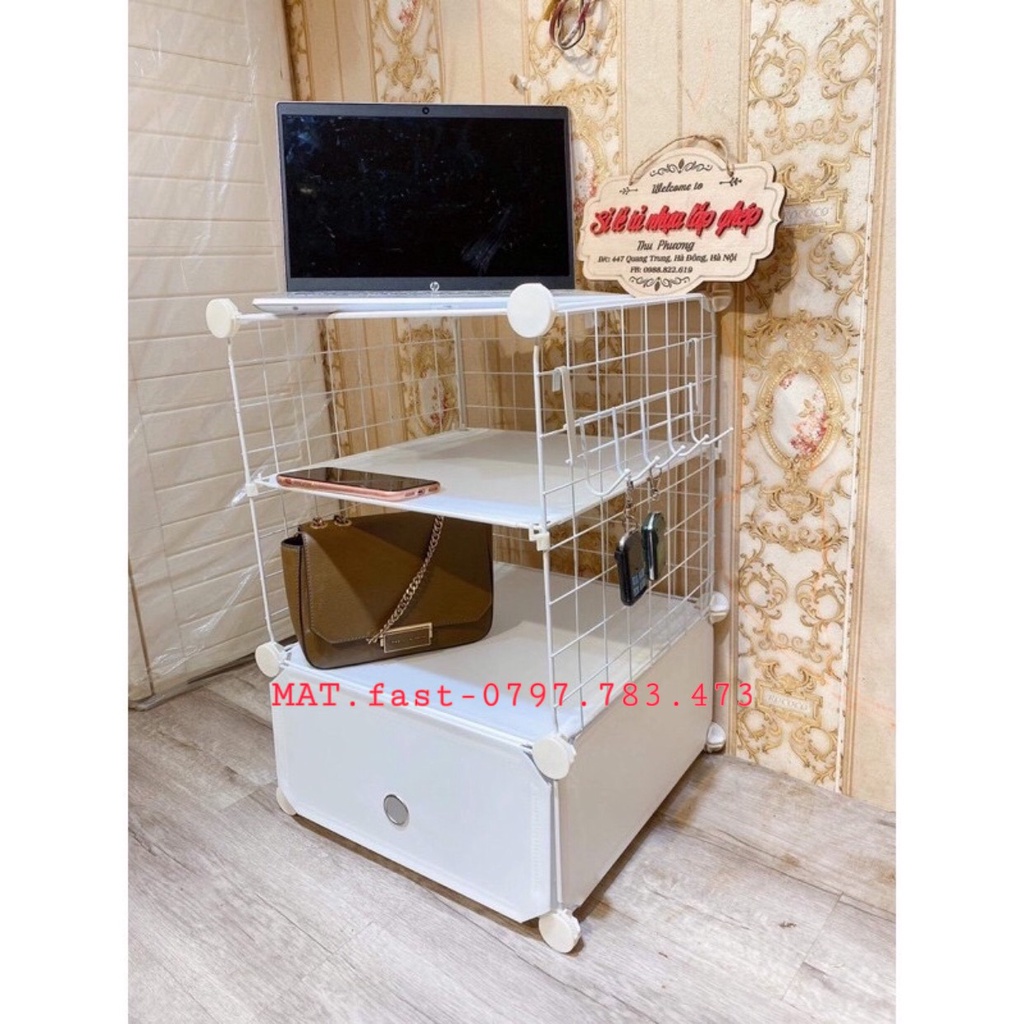 KỆ LƯỚI THÉP TĨNH ĐIỆN LẮP GHÉP ĐA NĂNG THÔNG MINH, TỦ TAB ĐẦU GIƯỜNG MINI SIÊU ĐẸP