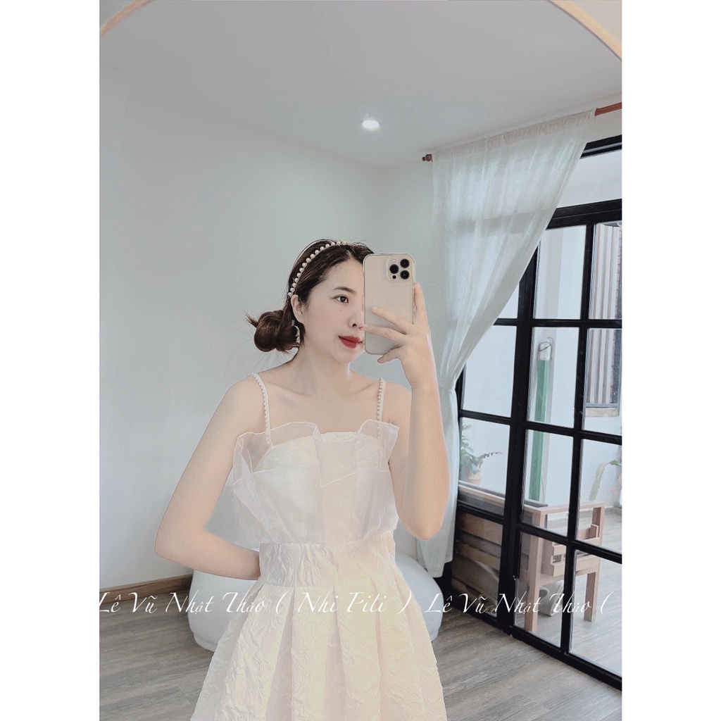 ĐẦM GẤM XỐP XẾP LY NGỰC VOAN BO EO 2 DÂY