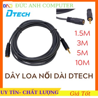 Dây loa nối dài DTECH 1.5M/ 3M/ 5M/ 10M Jack 3.5mm, Cáp Xịn, Hàng Chính Hãng Phân Phối