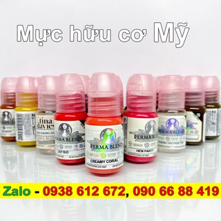 Mực phun xăm Perma Blend 15ml - Mực hữu cơ bám nhanh bong đậm màu của Mỹ - Mực phun xăm Môi Mày Mí lên màu đậm
