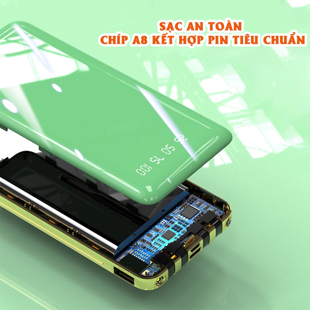 sạc dự phòng HXSJ-20.000mAh Hỗ trợ sạc nhanh 2.1A,Tích hợp sẵn 4 đầu sạc chuyên dụng Micro usb,Type - C,