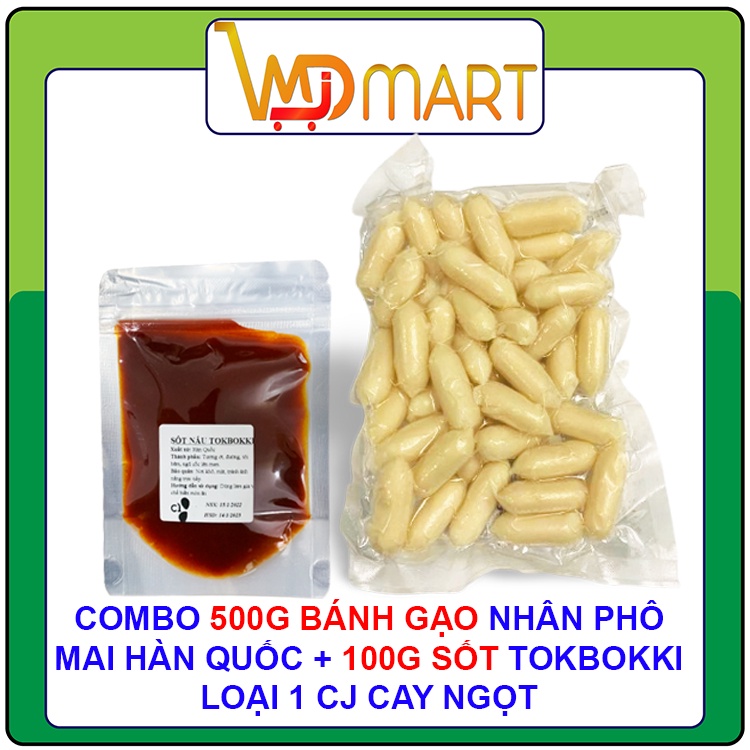 Combo 500g bánh gạo nhân phô mai gói trắng + 100g sốt nấu tokbokki