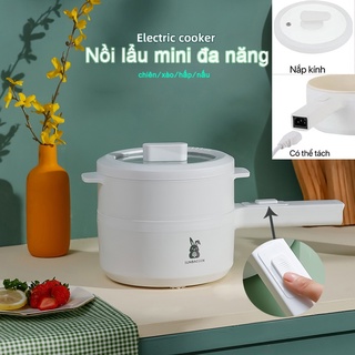 Nồi hấp 2 tầng nồi lẩu mini ca điện nấu mì đa năng nồi lẩu mini đa năng