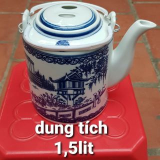 Ấm sứ bát tràng dung tích 1,5 lít pha trà xanh