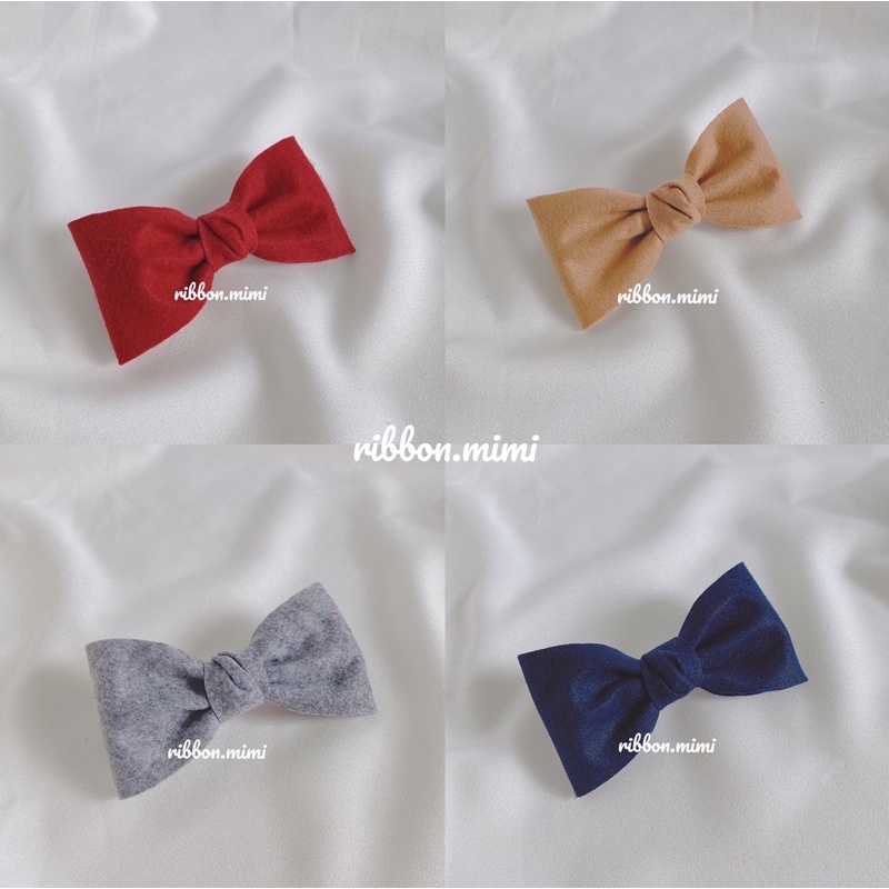 [ Hàng Thiết Kế ] Kẹp Tóc Nơ Vải Nỉ Đơn Gỉan Handmade Vải Cao Cấp Ribbon.mimi Basic Lady cột / kẹp
