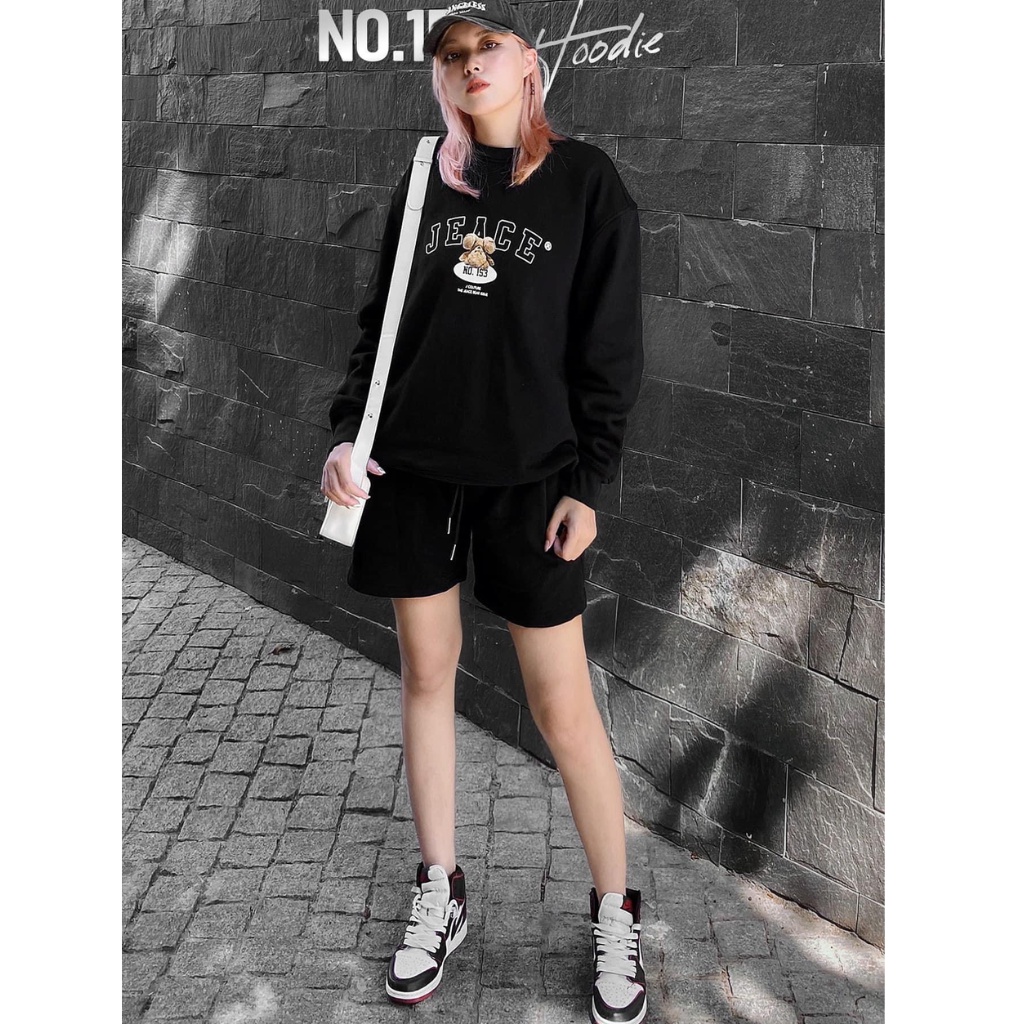 Áo sweater nỉ unisex in Teddy cực đẹp chất vải nỉ poly dày dặn