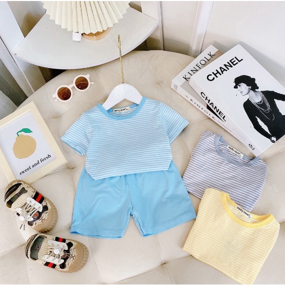 Bộ Minky Mom Cộc Tay Cho Bé Gái Bé Trai 0 1 2 3 4 5 6 Tuổi Vải Thun Lạnh-Quần Áo Trẻ Em Đồ Bộ Cho Bé Từ 7-28kg