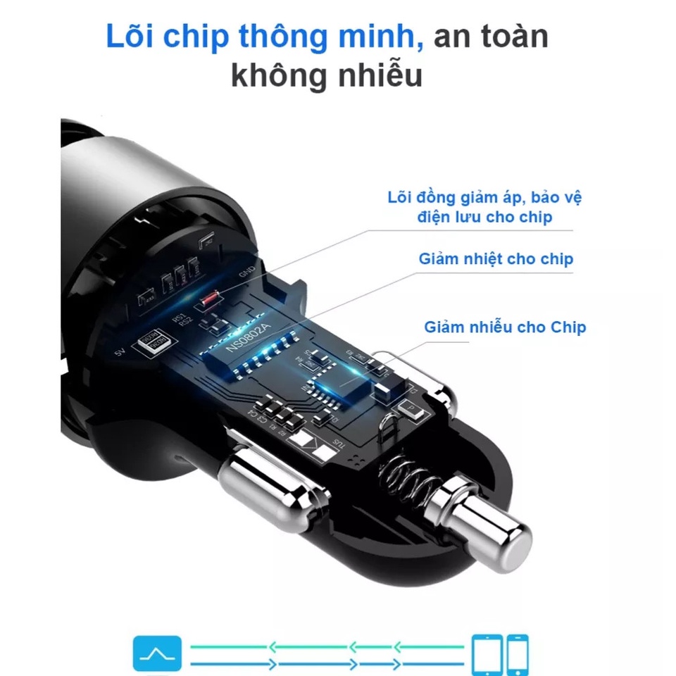 Tẩu sạc trên xe hơi, cốc sạc đa năng SOEASY có cổng cắm tẩu như vison, SH... 2 cổng USB màn hình LED  EL029