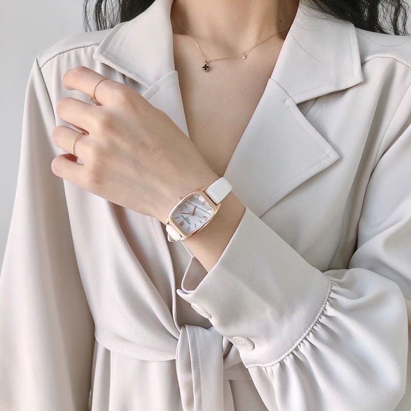 (Order) Đồng hồ nữ dây da mặt vuông thời trang Naidu nội địa Trung Quốc
