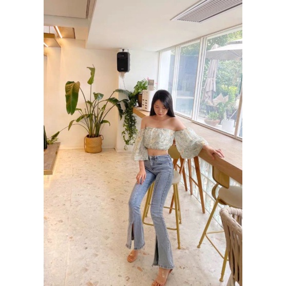 Áo Voan hoa xinh xắn croptop