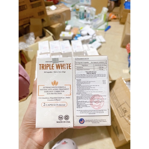 Viên Uống Trắng Da Mỹ Triple White /Viên Uống Trắng Da Glutathione 1200