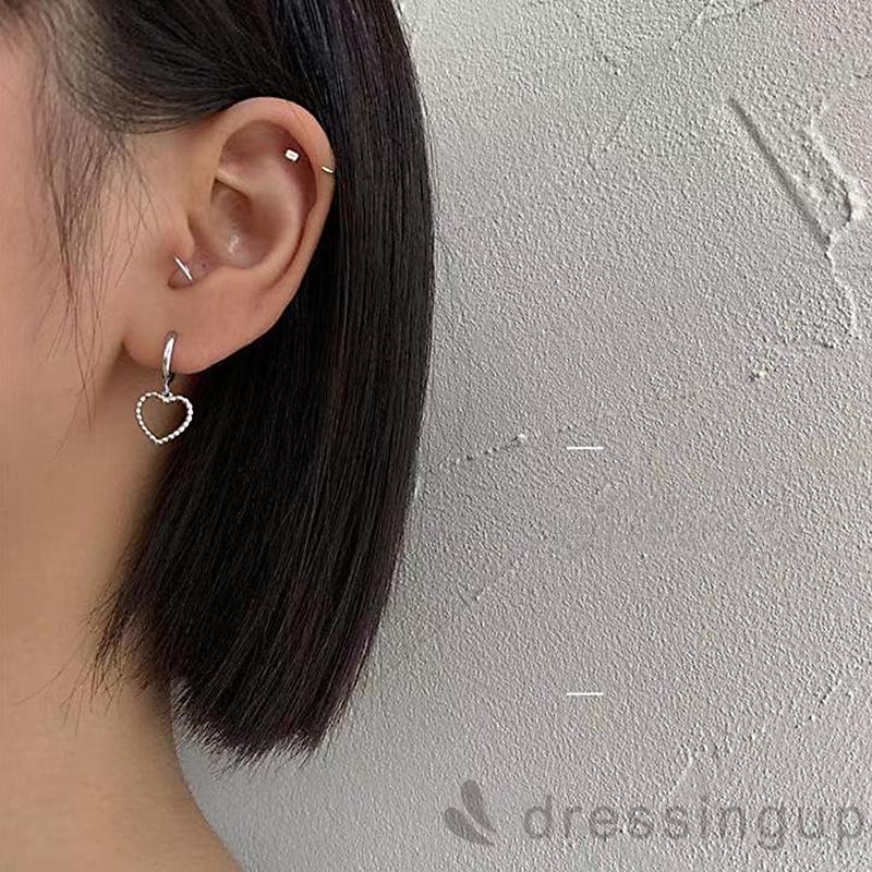 Bông tai dáng dài hình trái tim thời trang cho nữ