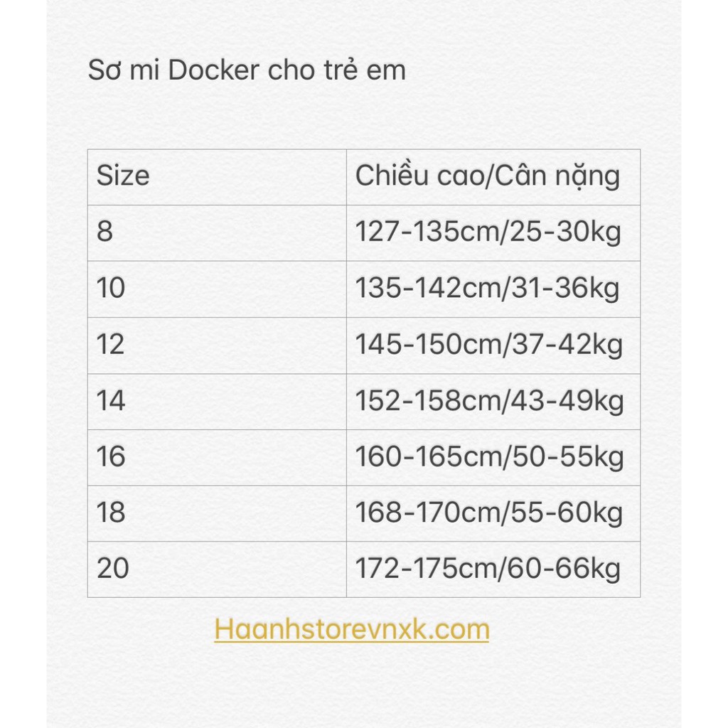 Áo đồng phục học sinh DOCKERS cho bé trai xuất xịn- HA0648 (dài tay và cộc tay)