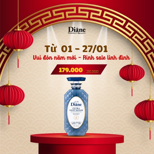 Dầu xả Cho Tóc Xơ Gẫy Rụng Moist Diane Extra Night Repair 450ml