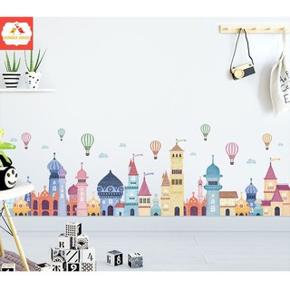 Decal dán tường 3D đẹp giá rẻ phòng ngủ phòng khách - giấy dán chân tường trang trí có keo sẵn - LÂU ĐÀI BÍ MẬT