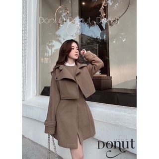 Set dạ nâu phối áo tơ