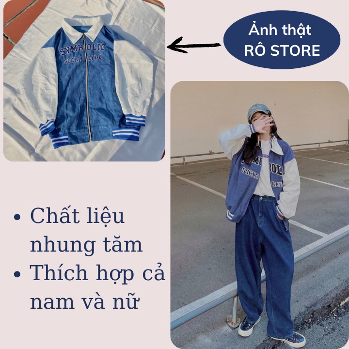 Áo bomber nhung tăm, Áo bomber nữ cổ bẻ có khóa form rộng unisex STORE AK04 | BigBuy360 - bigbuy360.vn
