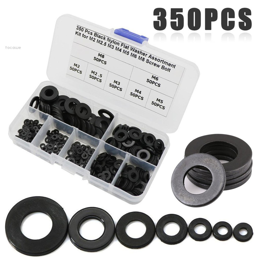 Bộ 350 vòng đệm cao su 7 size M2/M2.5/M3/M4/M5/M6/M8 có hộp đựng