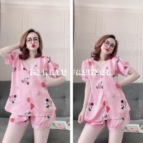Đồ Bộ Nữ, Đồ Ngủ Mặc Nhà Nữ Áo Tay Ngắn Quần Cộc Phối Ren Trang Trí Chất Lụa Satin Mềm Mịn, Lạ Mắt Sang Chảnh. | BigBuy360 - bigbuy360.vn