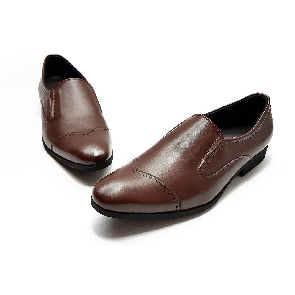 Giày lười nam mũi nhọn da bò thật CS08