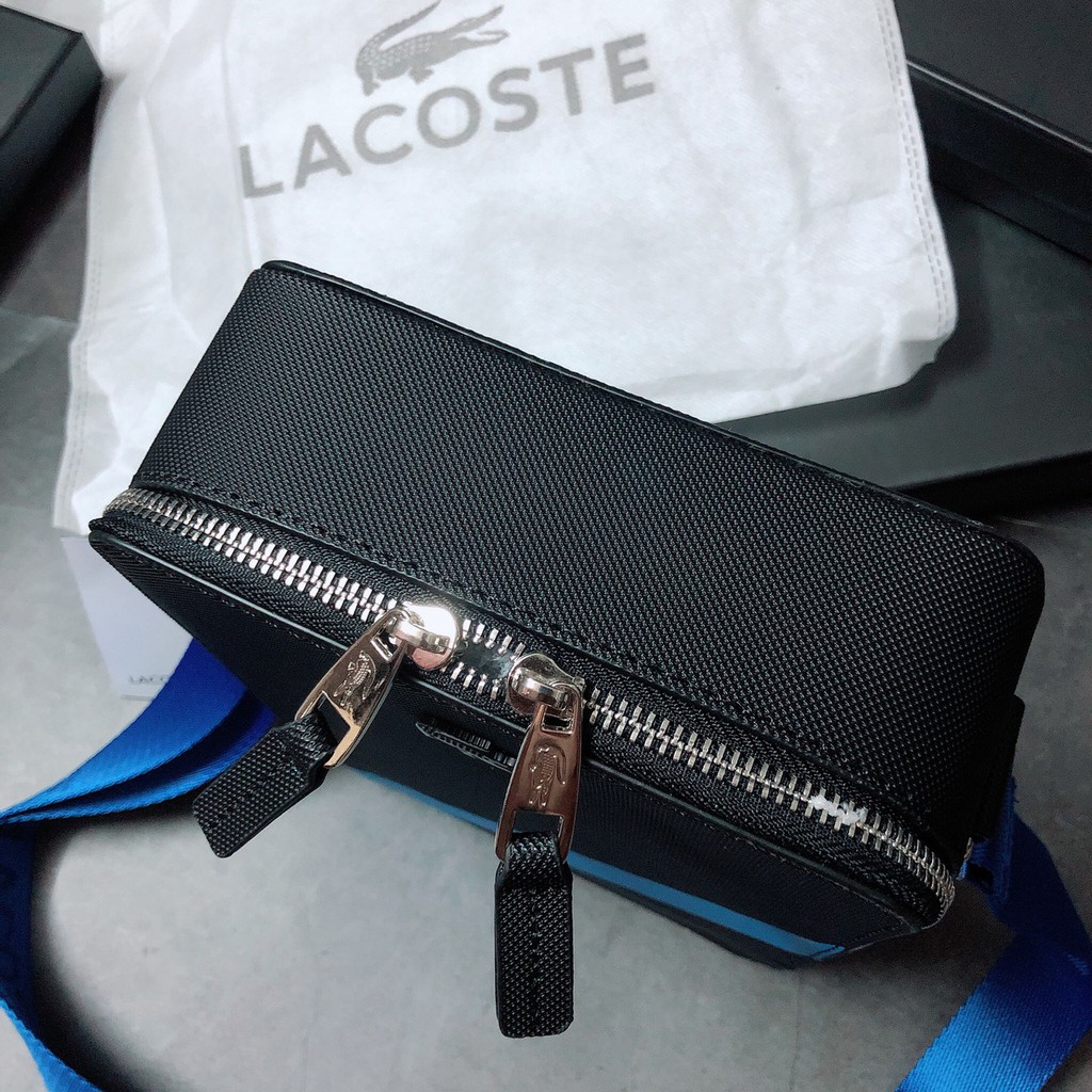 Túi Lacoste hộp sọc chéo xanh - XK836