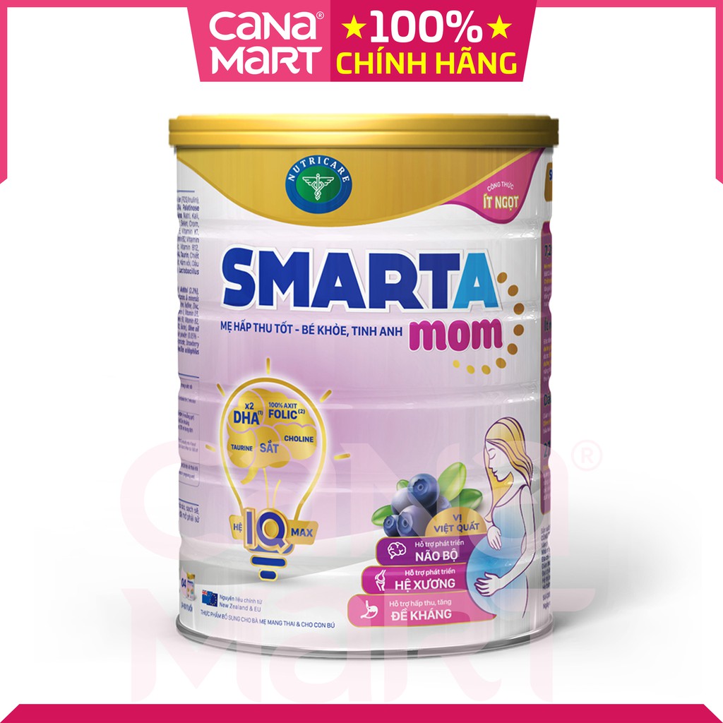 Sữa bột Nutricare Smarta Mom cho phụ nữ mang thai, tiểu đường (900g)
