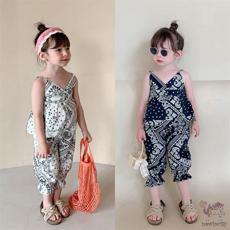 Set áo hai dây + quần dài thời trang mùa hè Hàn Quốc sành điệu dành cho bé gái