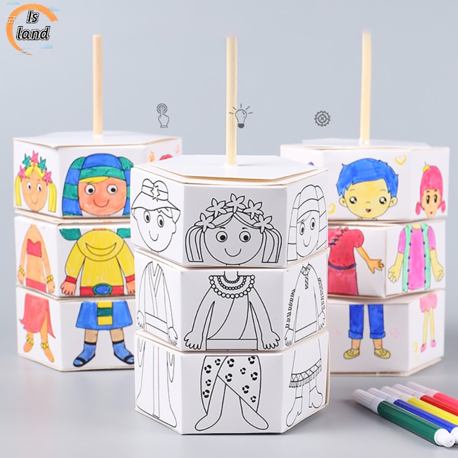 Set 2 Bộ Dụng Cụ Vẽ Tranh Tô Màu Nước Xoay Diy Dễ Thương Cho Trẻ Em