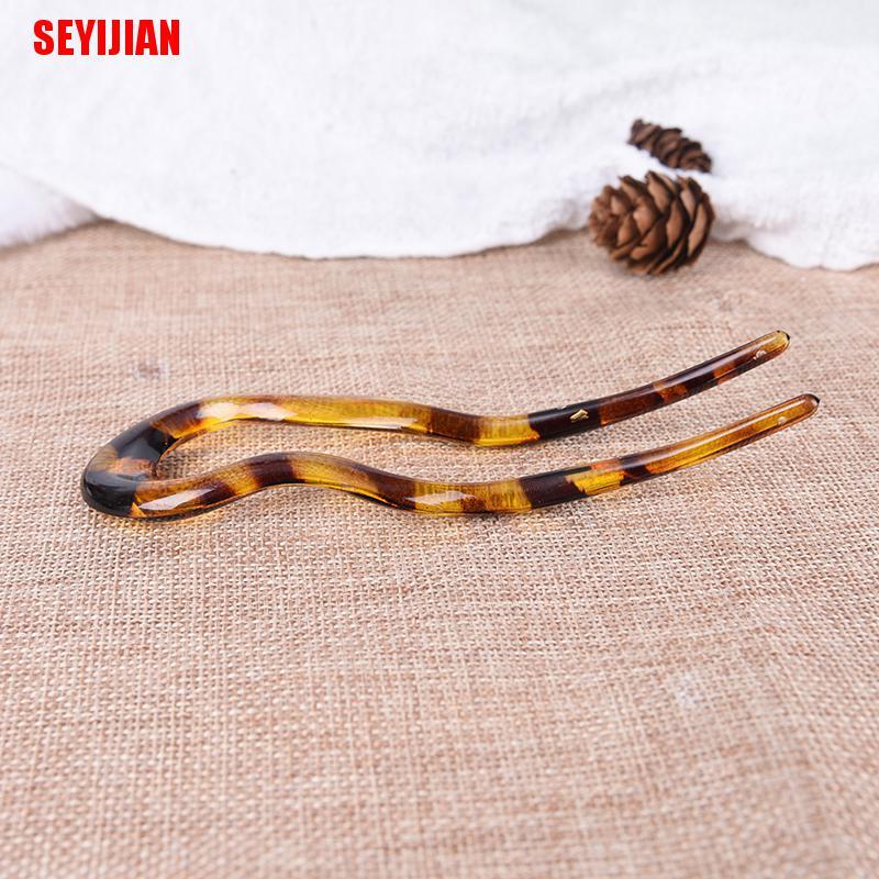 Trâm Cài Tóc Chữ U Bằng Nhựa Resin Phong Cách Retro Cho Nữ